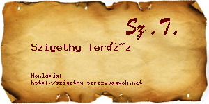 Szigethy Teréz névjegykártya